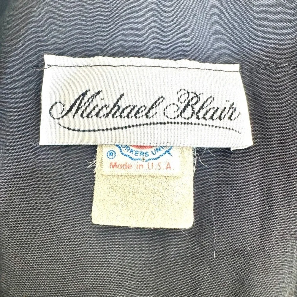 VTG Union Made Michael Blair Black‎ Double Breasted Blazer Medium Gold Buttons